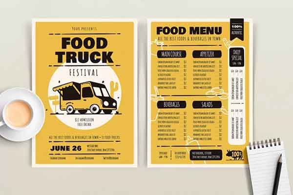 Best Food Truck Menu Templates – Sleek and Professional Designs for Food Entrepreneurs | High-Resolution PSD and AI File Formats Download